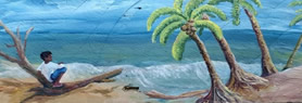 Driftwood Painting, Boy On the Beach  | Island Art Bocas